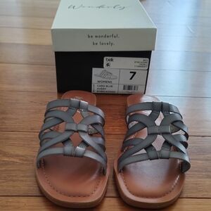 Wonderly  Blue Slide Sandals